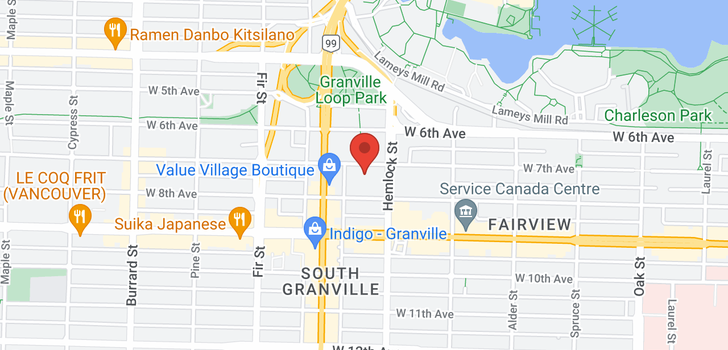 map of 804 1438 W 7TH AVENUE